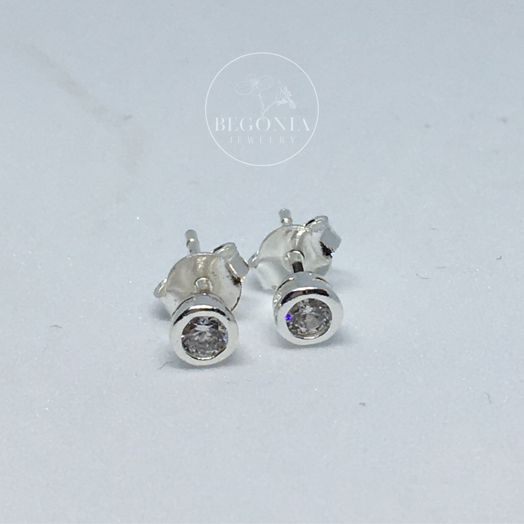 Aros Mini Circón Plata