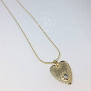 Collar Corazón Circón Oro