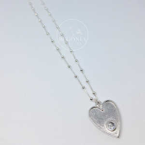 Collar Corazón Circón Plata